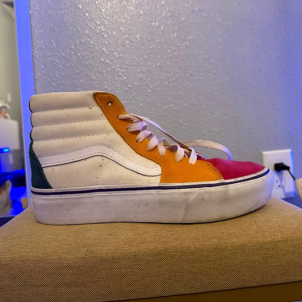 Vans Sk8- Mid Orange and Pink and Blue Custom